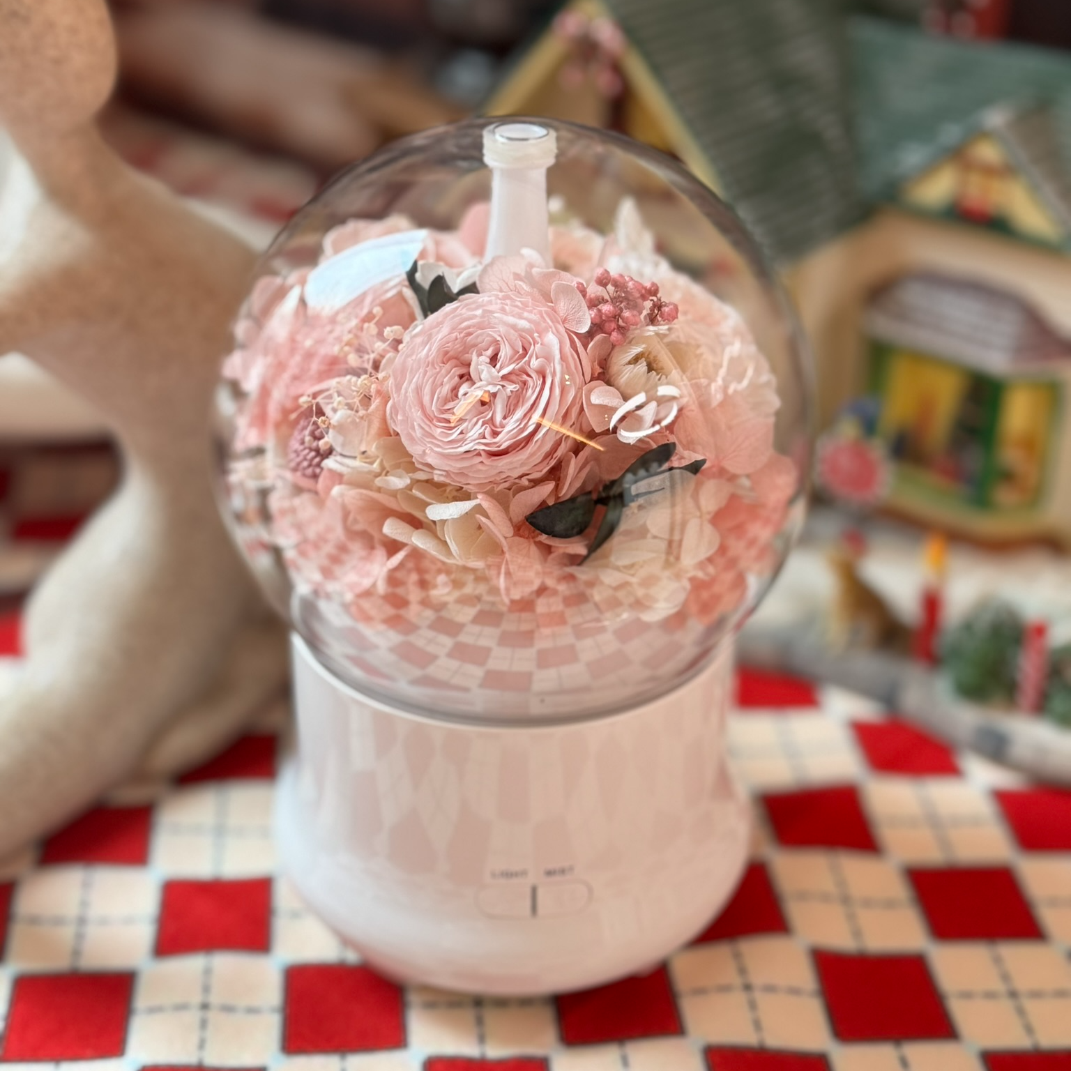 永生花玫瑰真花加夜灯湿器香薰机圣诞情人节送女友老婆的浪漫礼物