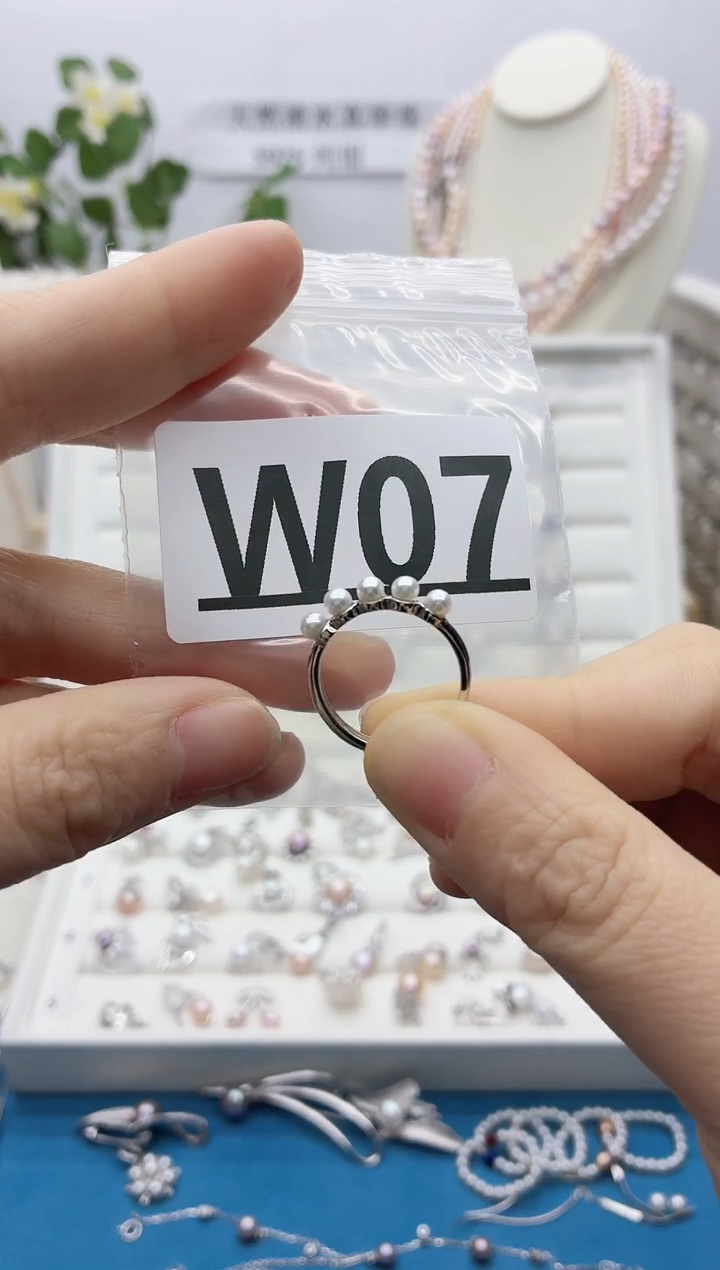 银S925镶嵌珠宝奇石淡水珍珠小*子W07