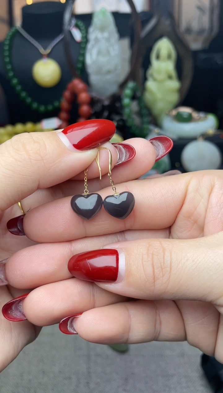 【闪购商品】和田玉耳饰18K金镶嵌耳饰