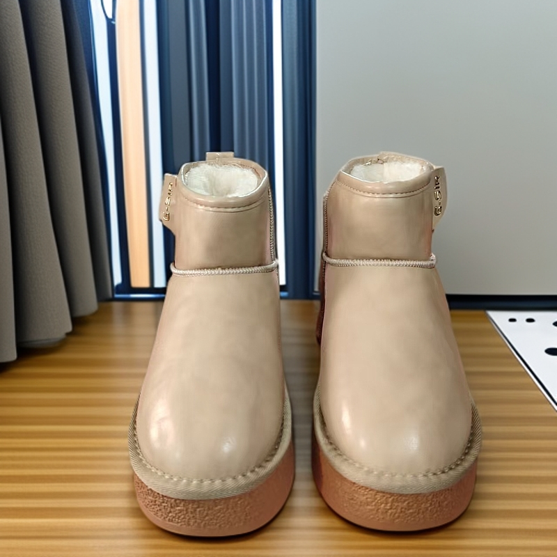 【新疆包邮】24年新款厚底皮面羊毛雪地靴A109-2