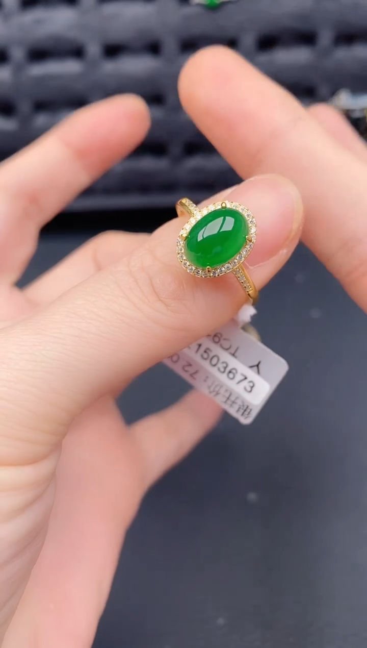 银S925镶嵌戒指翡翠天然a货翡翠321