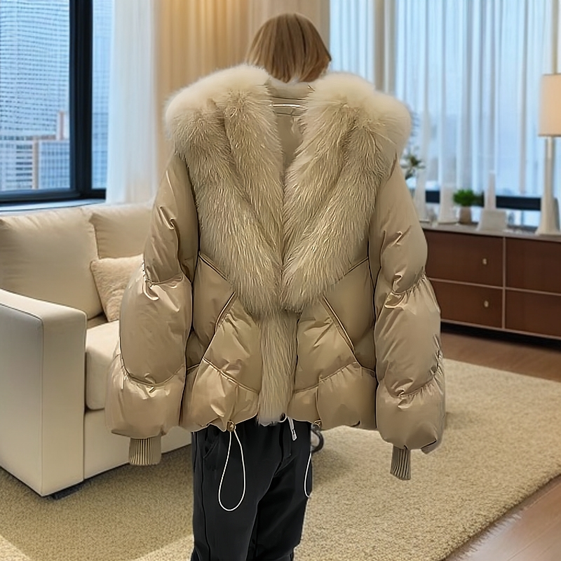 【大爱美依缘】新款时尚百搭减龄韩版大毛领宽松加厚保暖棉服女潮