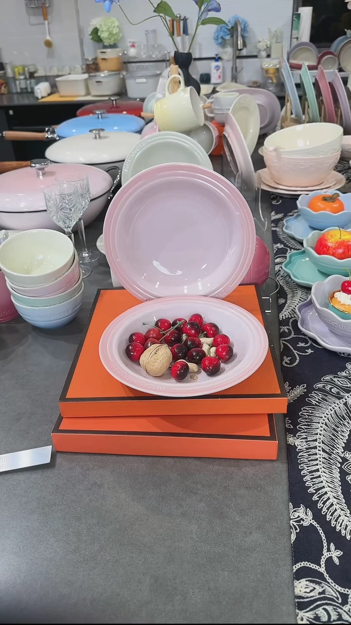 【闪购商品】瓷【2个装】樱花粉草帽盘-20cm