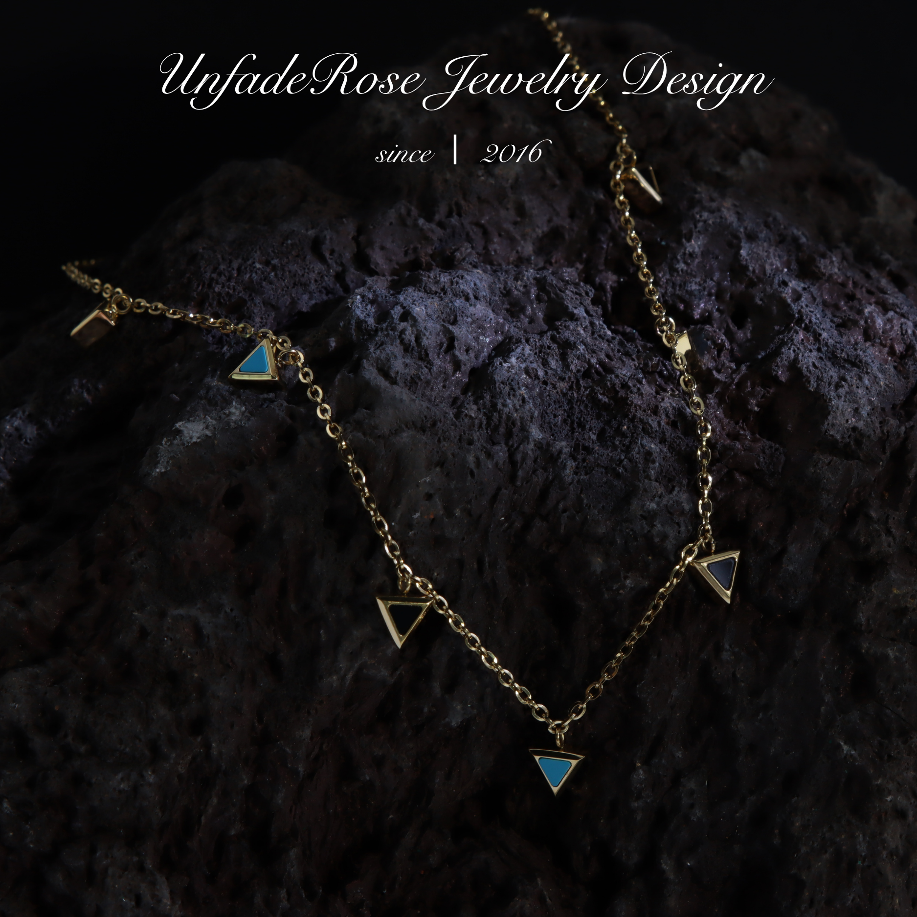 UNFADE ROSE 镀k金欧美INS风闪闪颈间手工珐琅工艺项链Z032C