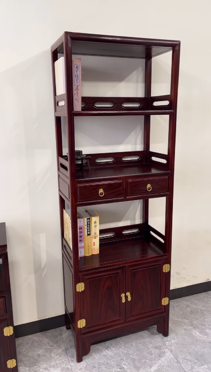 黑酸枝木类成套家具书架63-33-178
