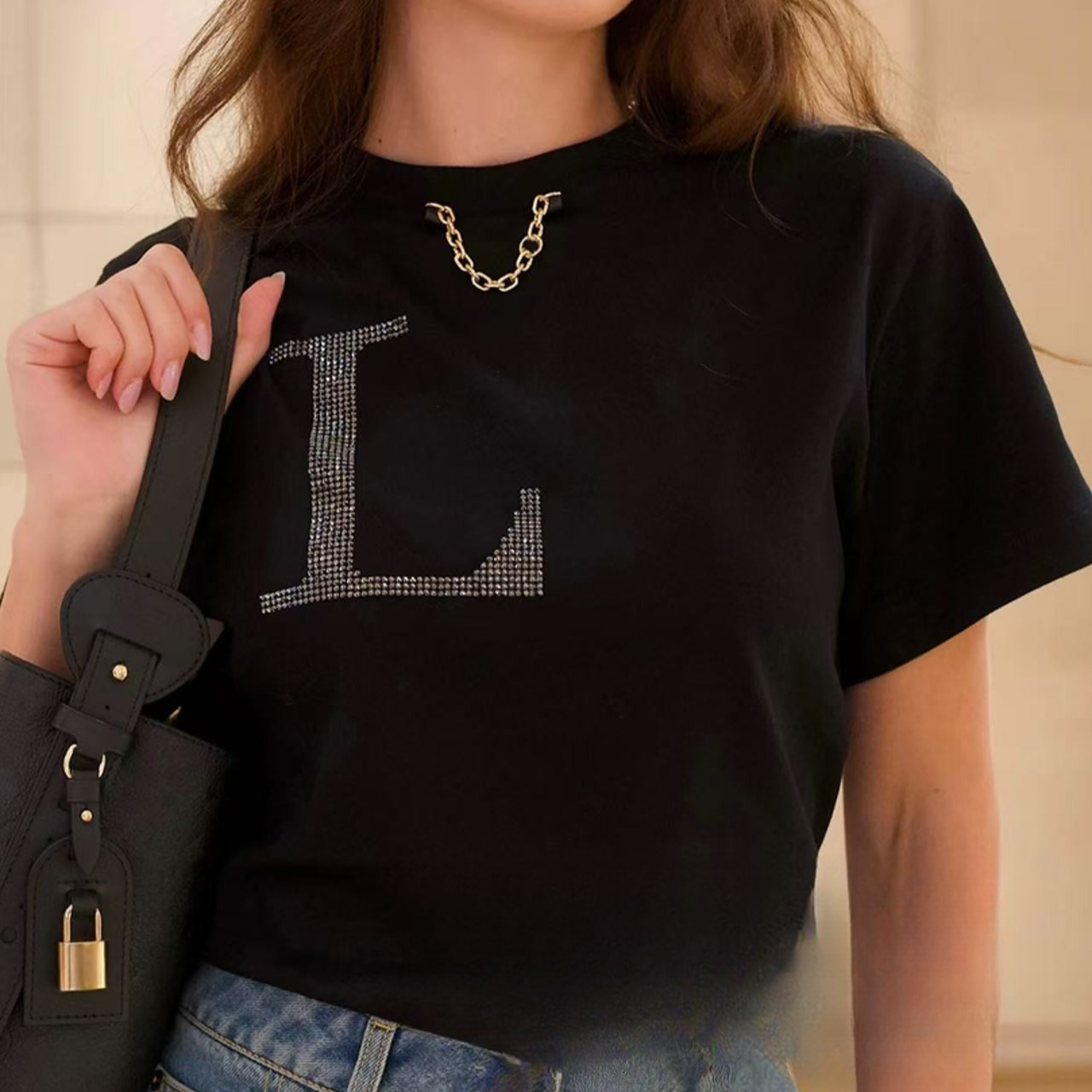 B064哎哟哟水洗钻标T恤