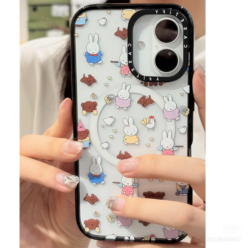 可爱米菲兔与小鸡i磁吸适用Phone16/15pro14透明11防摔13卡通12硬