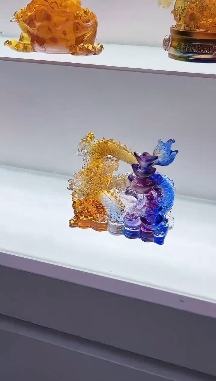 【闪购商品】泥塑古法琉璃元宝龙摆件