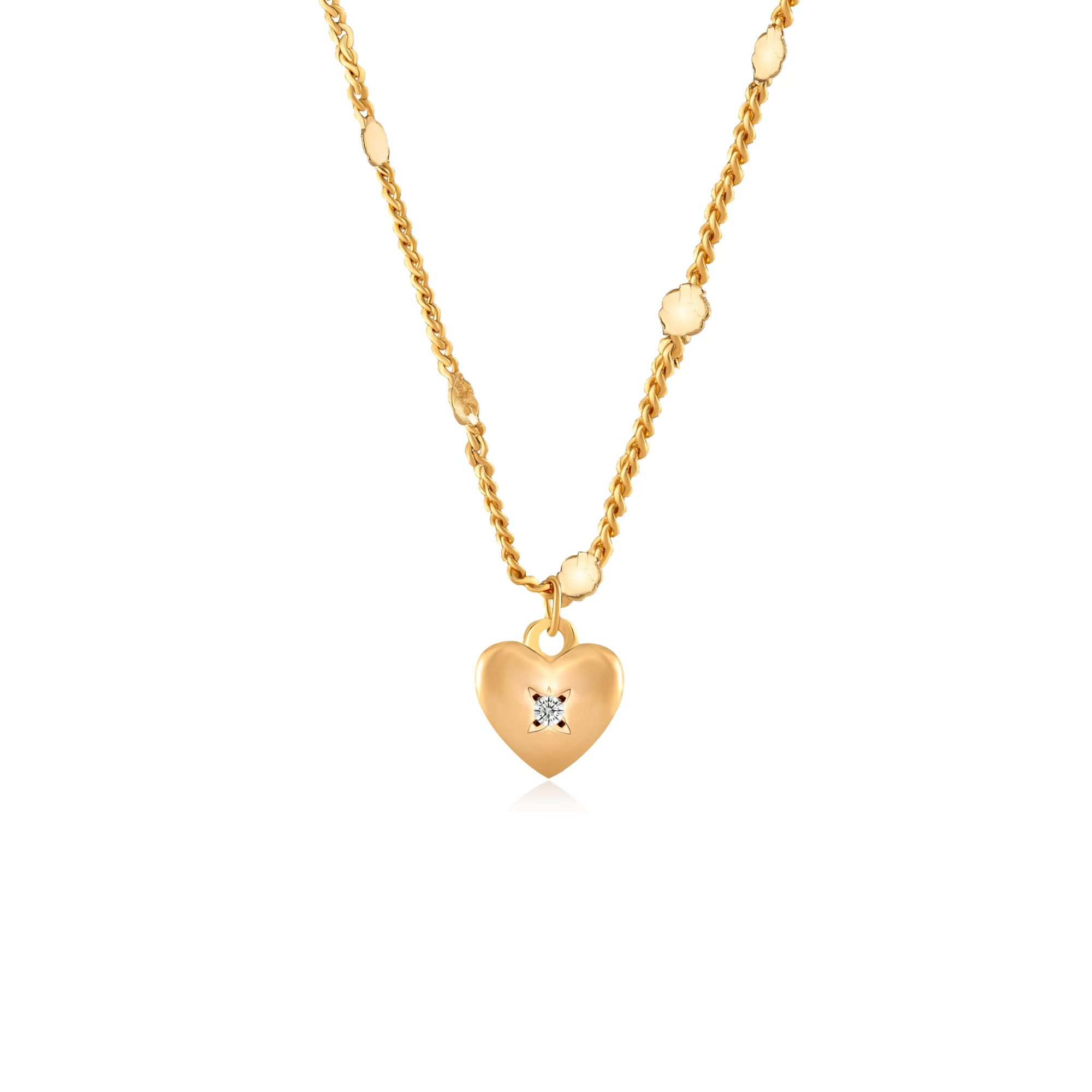 链子925银 镀K金 光芒爱心项链  ZH-B482