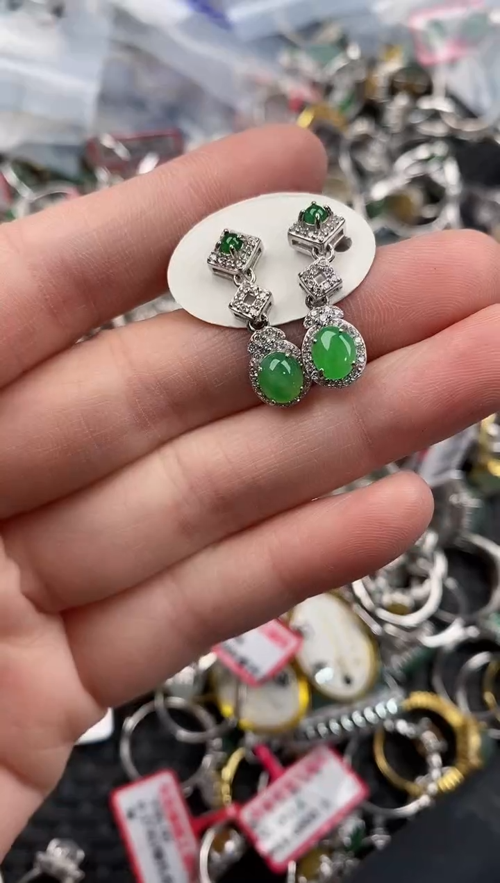 银S925镶嵌戒指翡翠444              9