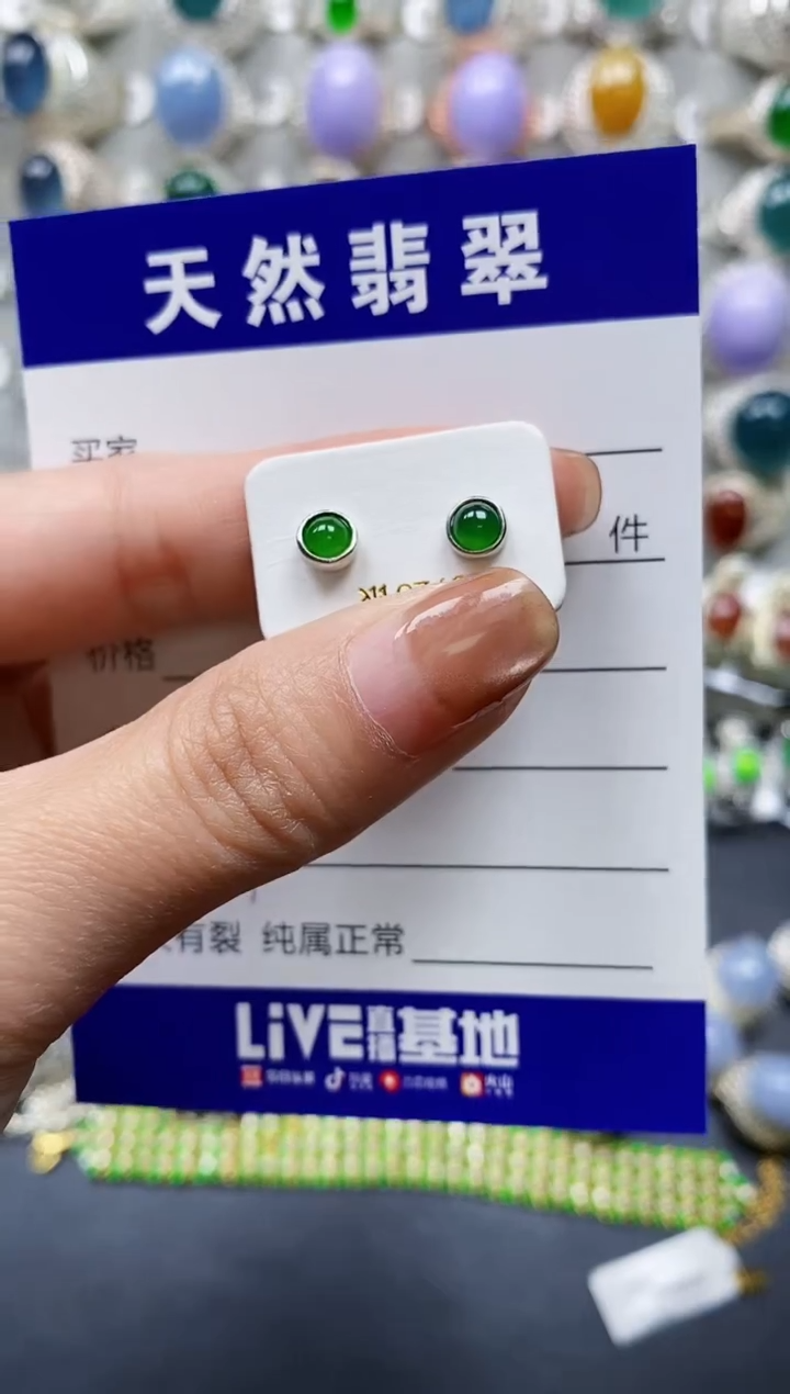 【闪购商品】翡翠耳饰银S925镶嵌0331