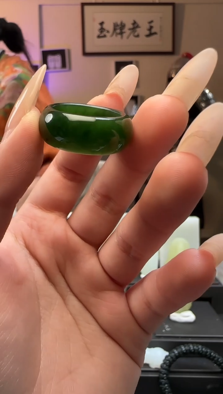 【闪购商品】和田玉碧玉戒指未镶嵌（19-21）