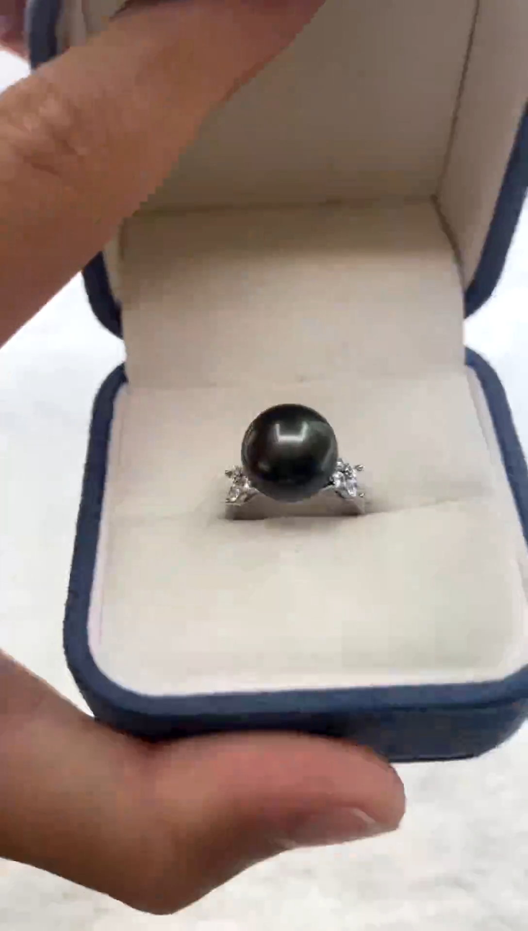 银S925镶嵌戒指海水珍珠12-13