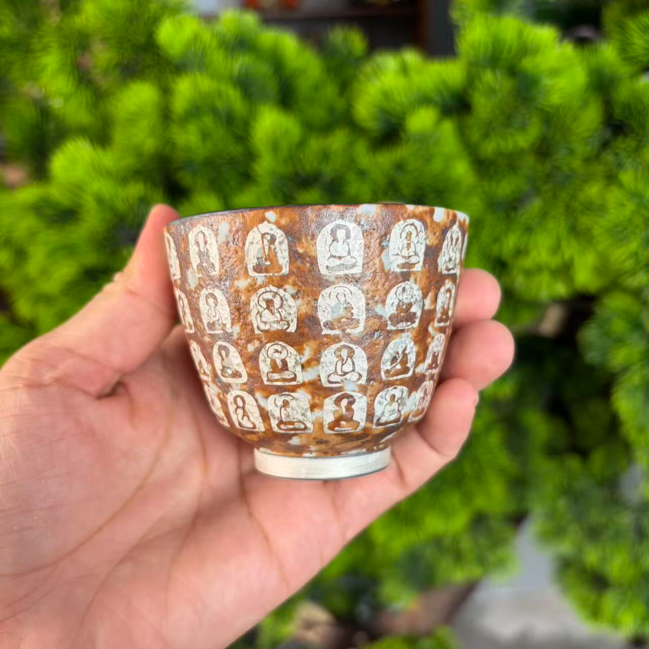 敦煌描银万佛复古陶瓷主人杯100毫升茶杯功夫茶具AA891