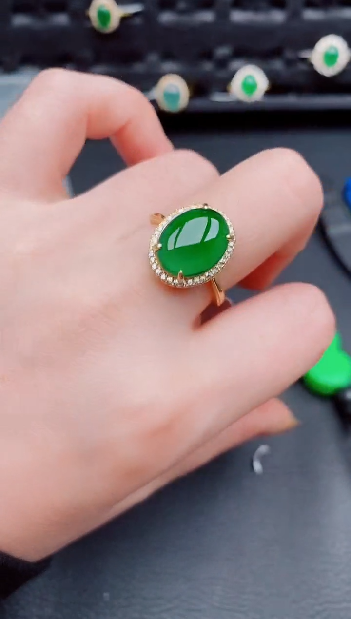 【闪购商品】翡翠戒指银S925镶嵌天然a货翡翠519