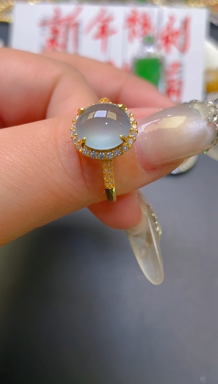 【闪购商品】翡翠耳饰银S925镶嵌天然A货翡翠1