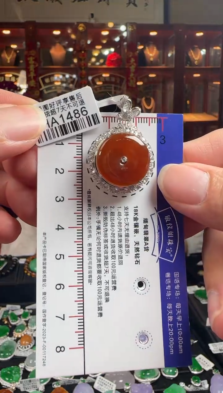 【闪购商品】翡翠颈饰18K金镶嵌HA1486 冰红平安扣