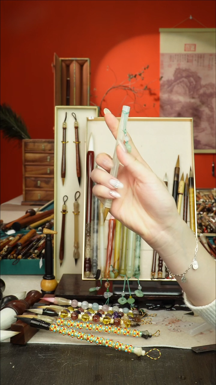 64号闪孤品高货毛笔链接 清水试笔 蘸墨不退