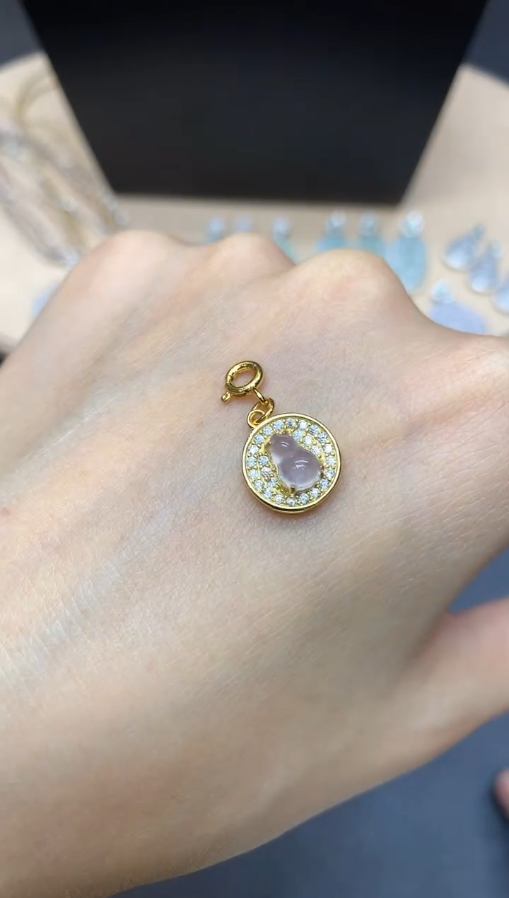 【闪购商品】翡翠吊坠(不含链)银S925镶嵌葫芦【多样性发其一】