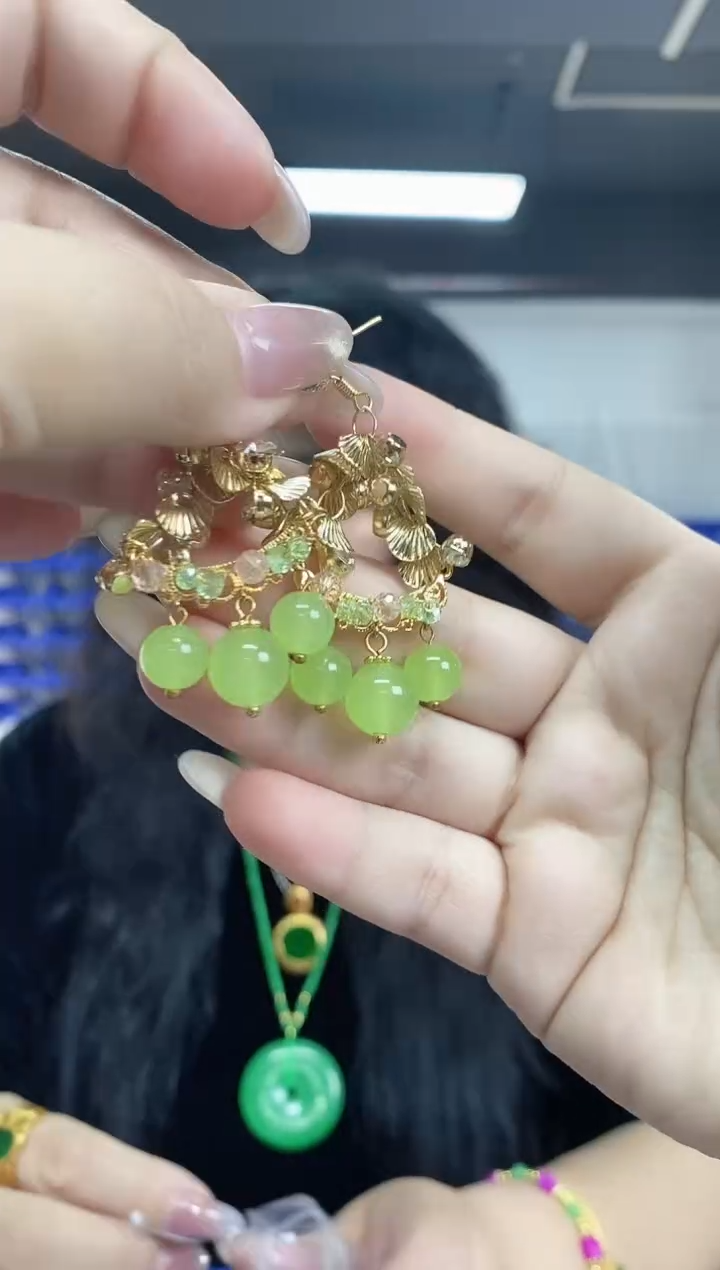 【闪购商品】葡萄石未镶嵌耳饰多样性发其一颜色微差