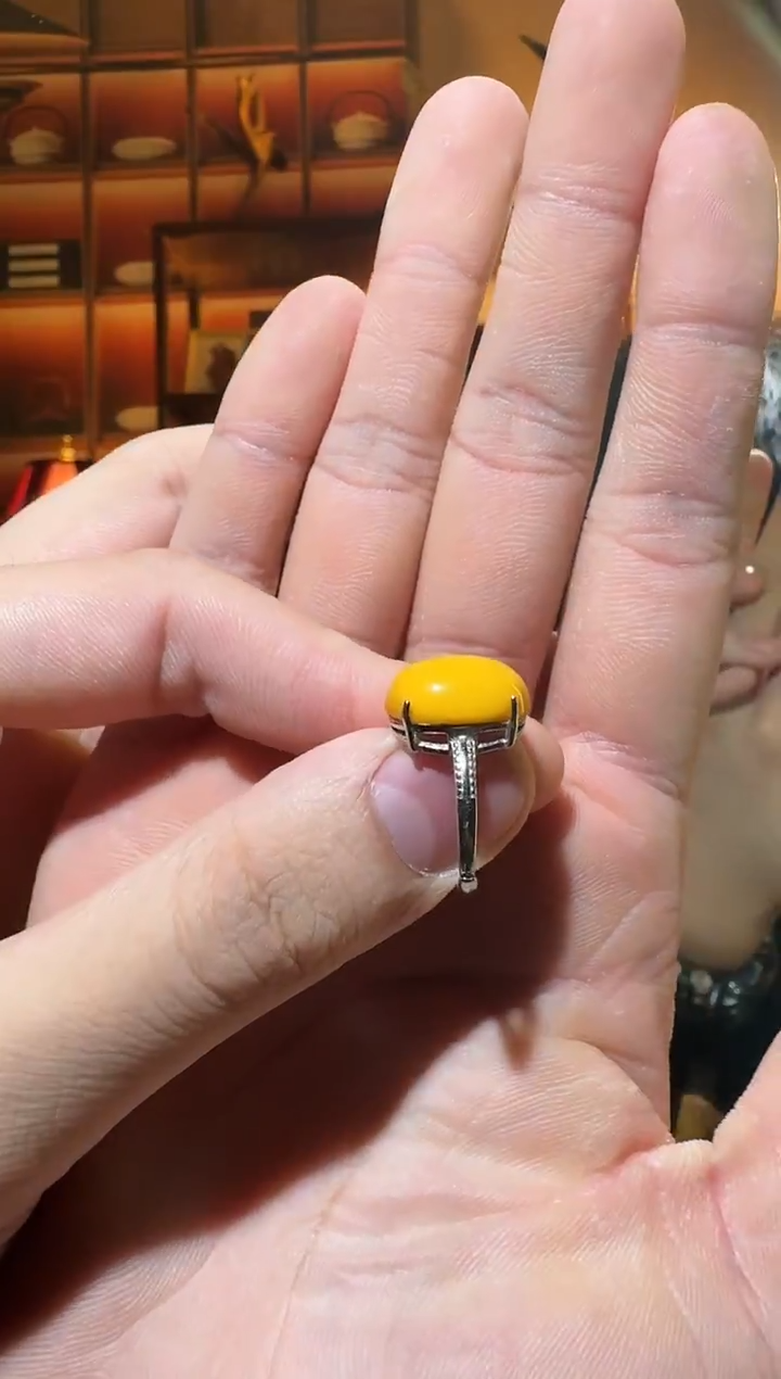 蜜蜡颈饰银S925镶嵌5457天然蜜蜡珠宝奇石