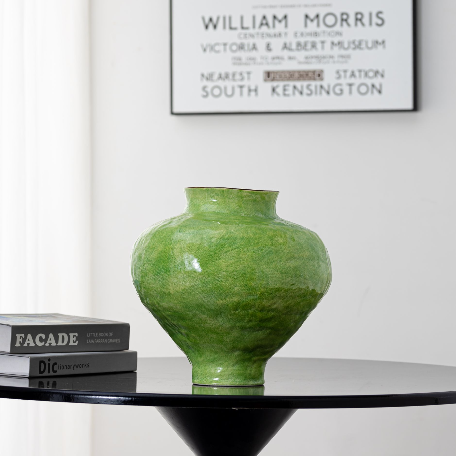 【云舍甄选】景德镇高端陶瓷翠釉圆腹瓶青芜厅柜氛围感家居摆件