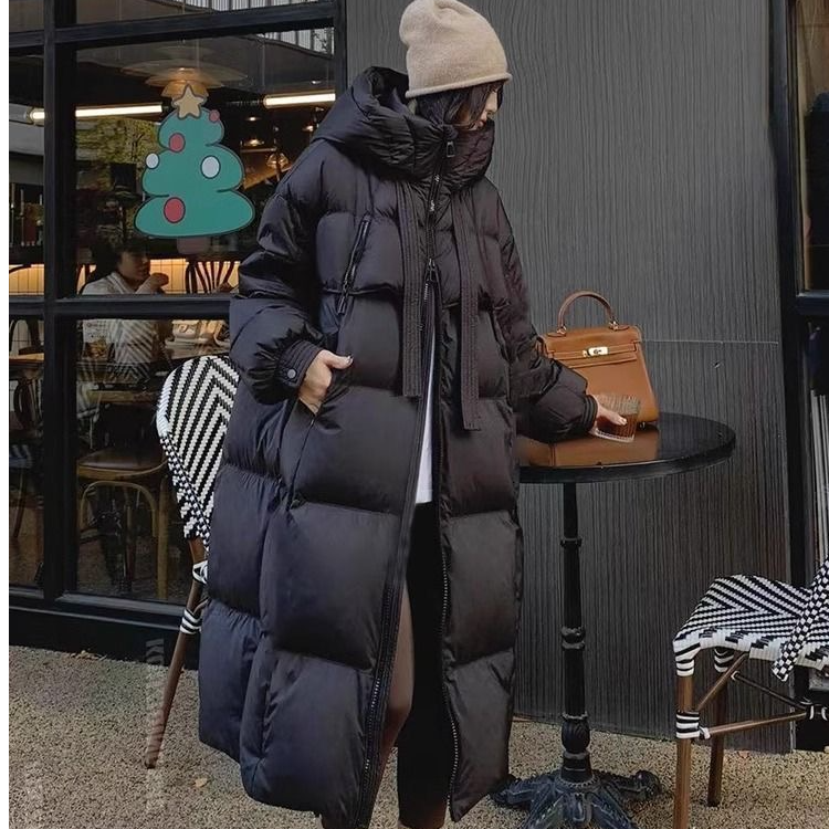 冬季长款过膝棉服女韩版宽松2025年学院风艺考棉袄加厚宽松棉衣