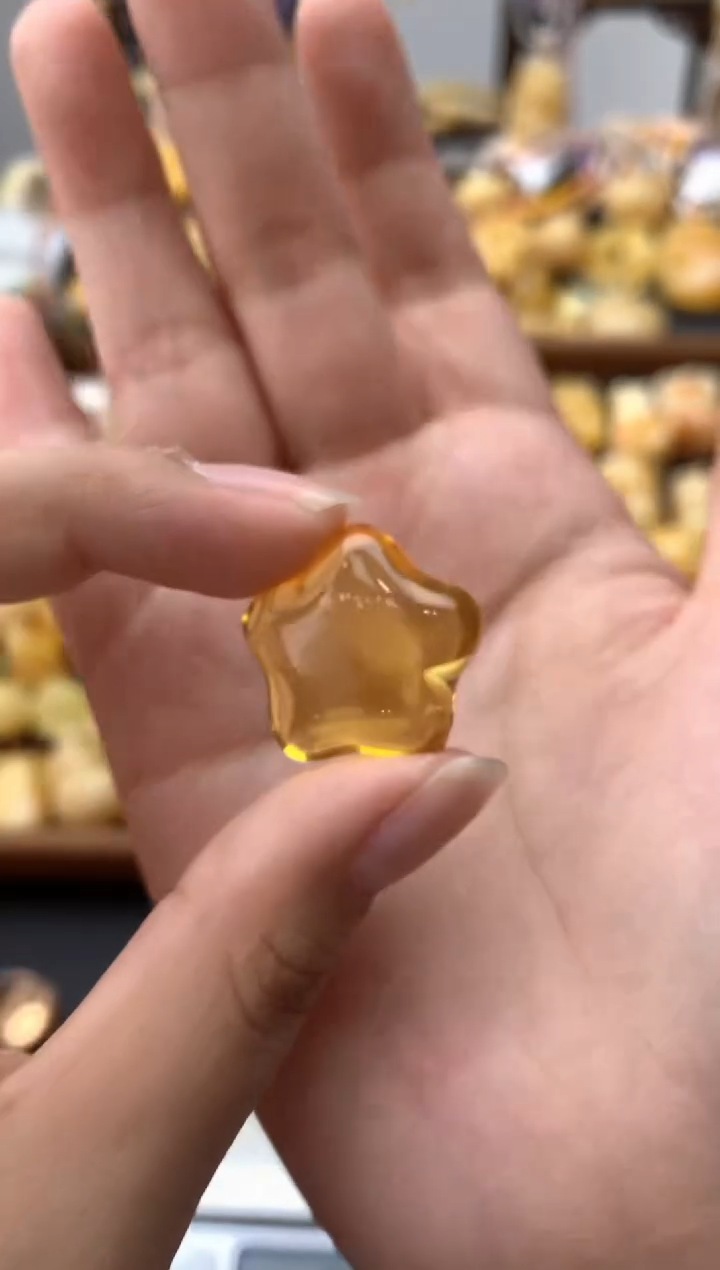 未镶嵌琥珀珠宝奇石058琥珀蜜蜡花粉有纹小坑介意勿拍