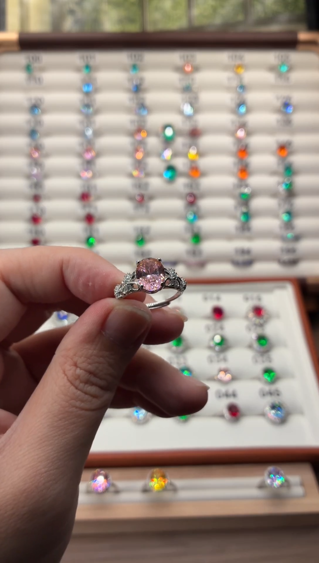 戒指彩色蓝宝石银S925镶嵌0989