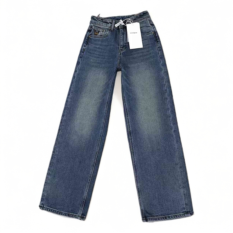 杨家牛仔植绒窄版直筒裤98688