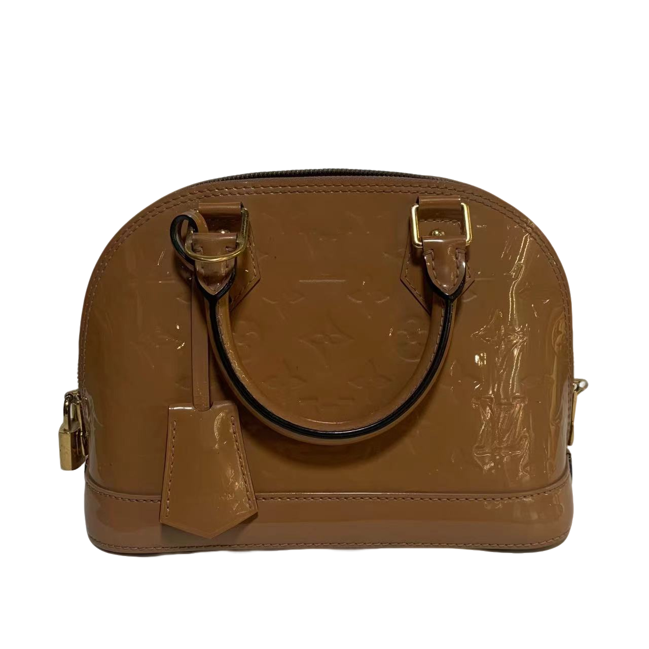 95新 LV LV 黄色漆皮alma bb斜挎包jm4686