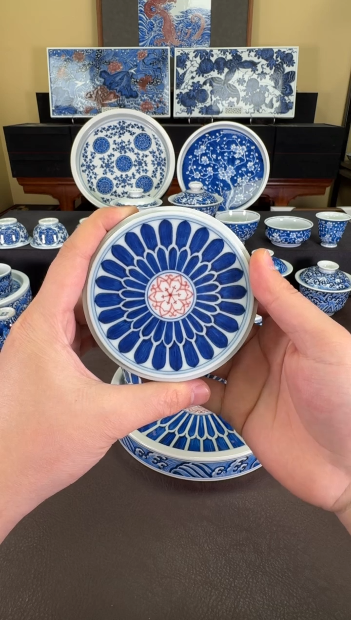 【闪购商品】瓷片羿器窑双菊瓣纹盖置