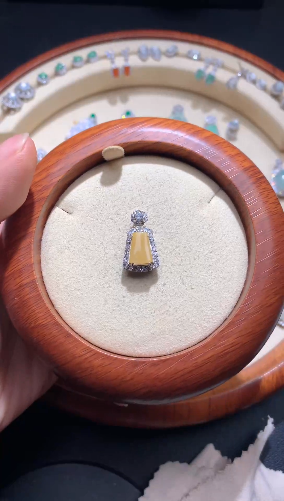 【闪购商品】翡翠吊坠(不含链)银S925镶嵌s925银 黄无事牌吊坠