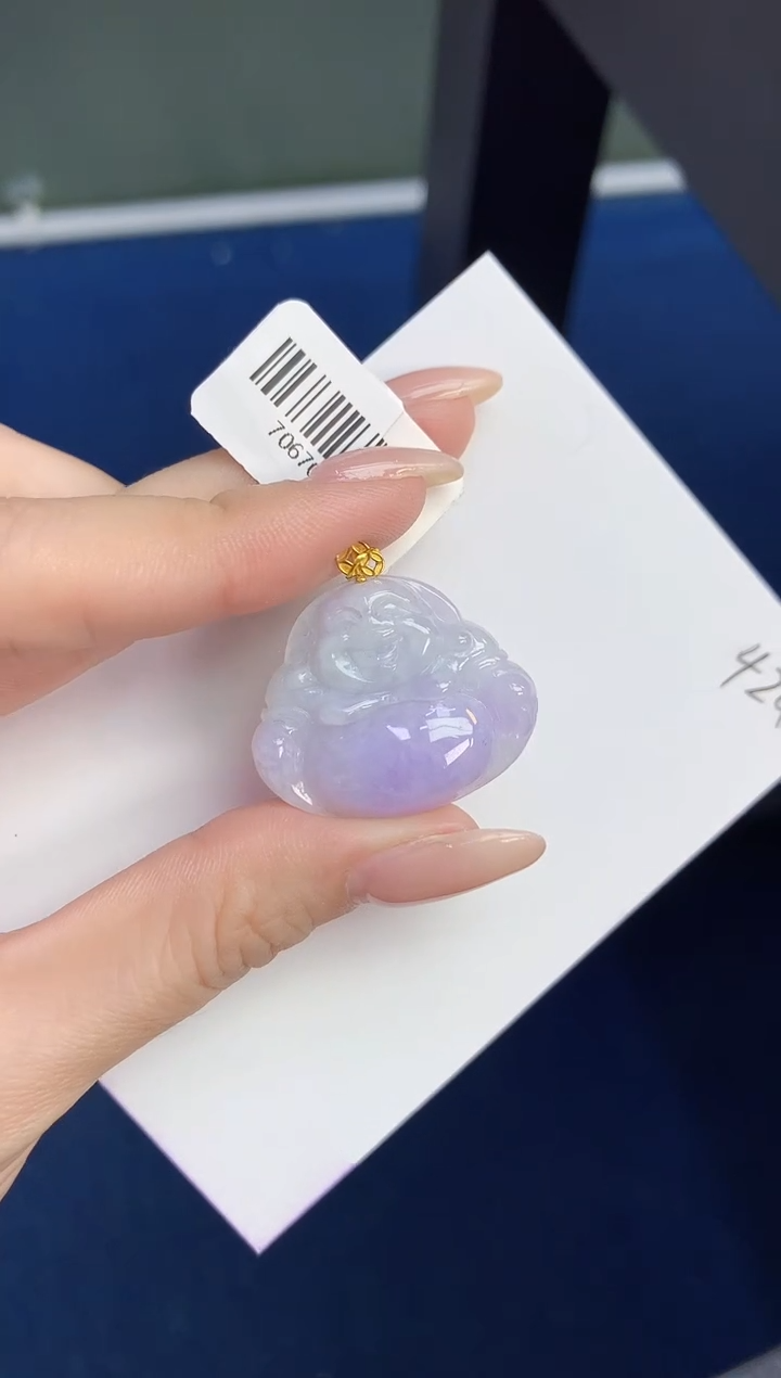 颈饰18K金镶嵌翡翠天然缅甸A货翡翠