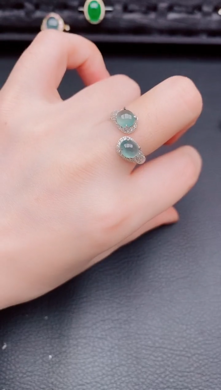 【闪购商品】翡翠戒指银S925镶嵌天然a货翡翠560