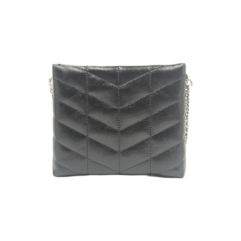 LQ-WITH-QUEEN真皮女包四方钻链条腋下黑色0636