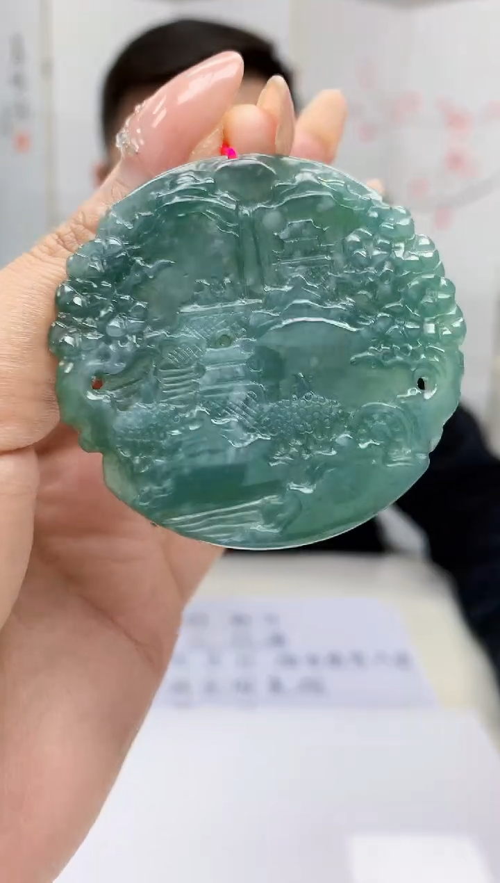 【闪购商品】定制翡翠未镶嵌5152MM-毛货挂件72