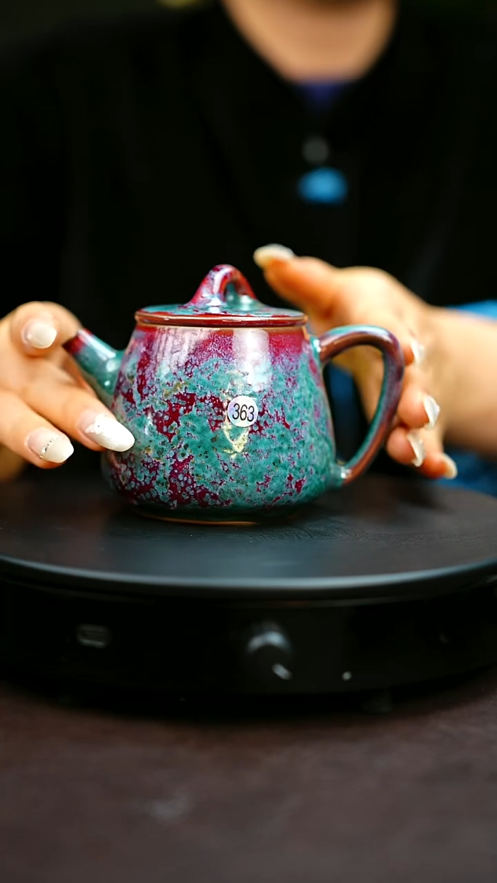 363#原矿钧瓷炉钧釉竹节石瓢壶