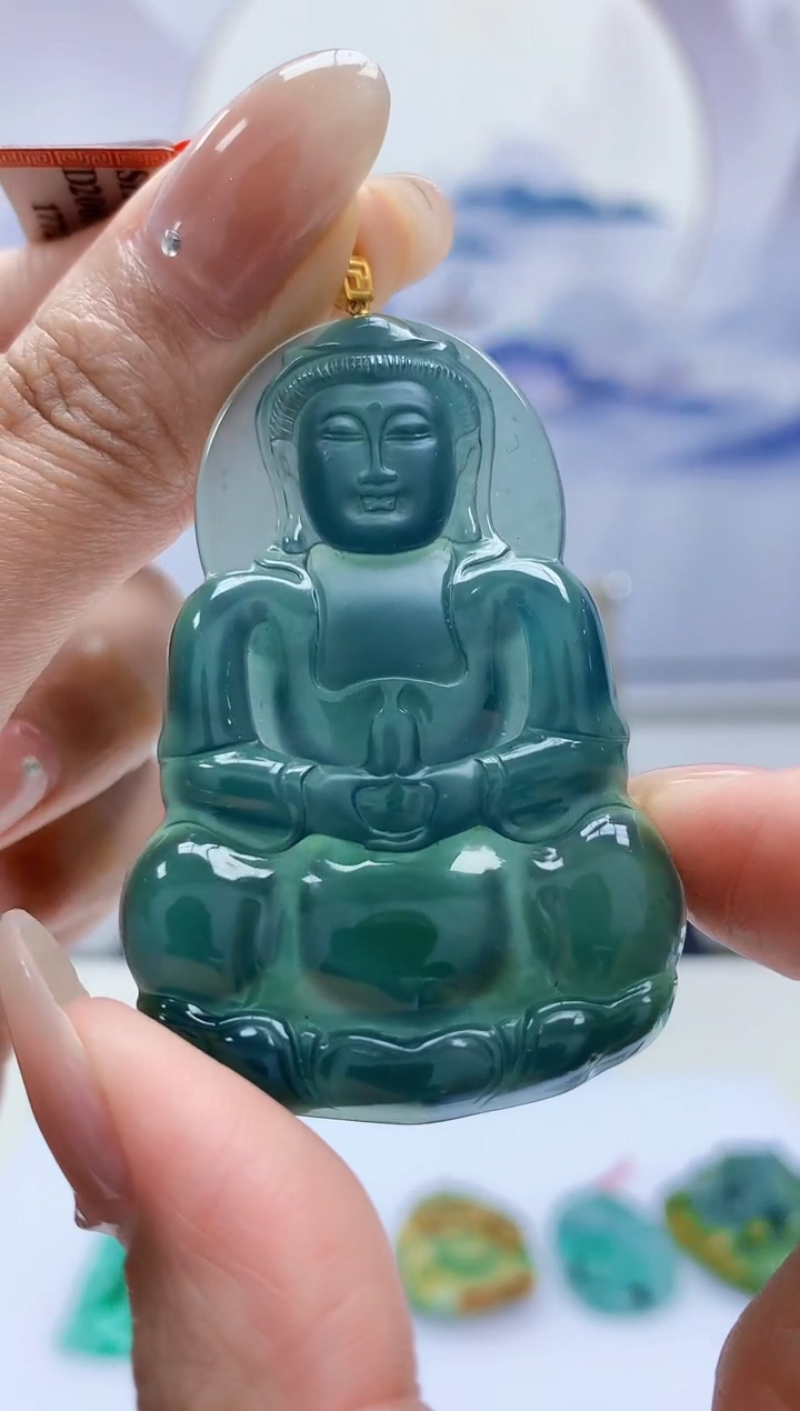 定制翡翠18K金镶嵌4852MM-jj挂件286