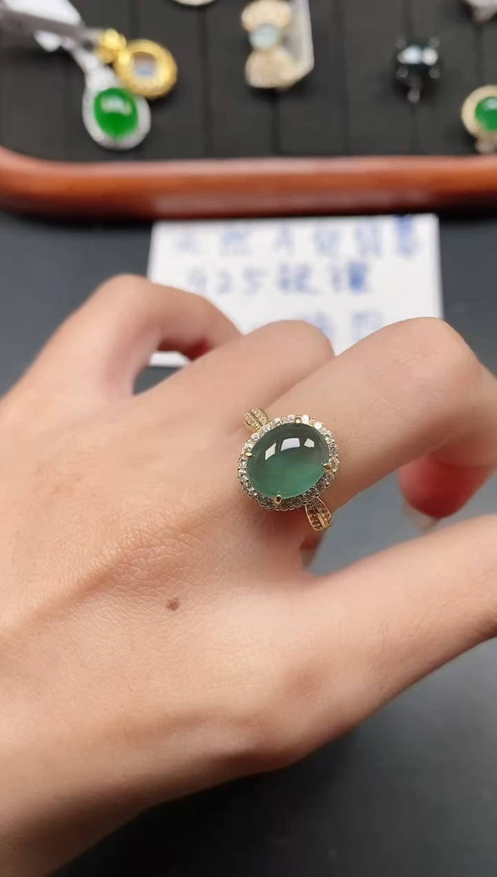 银S925镶嵌戒指翡翠11111111