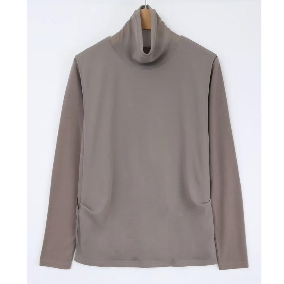 【xineba2】韩国女士爆款网纱高领假两件长袖打底衫时尚洋气