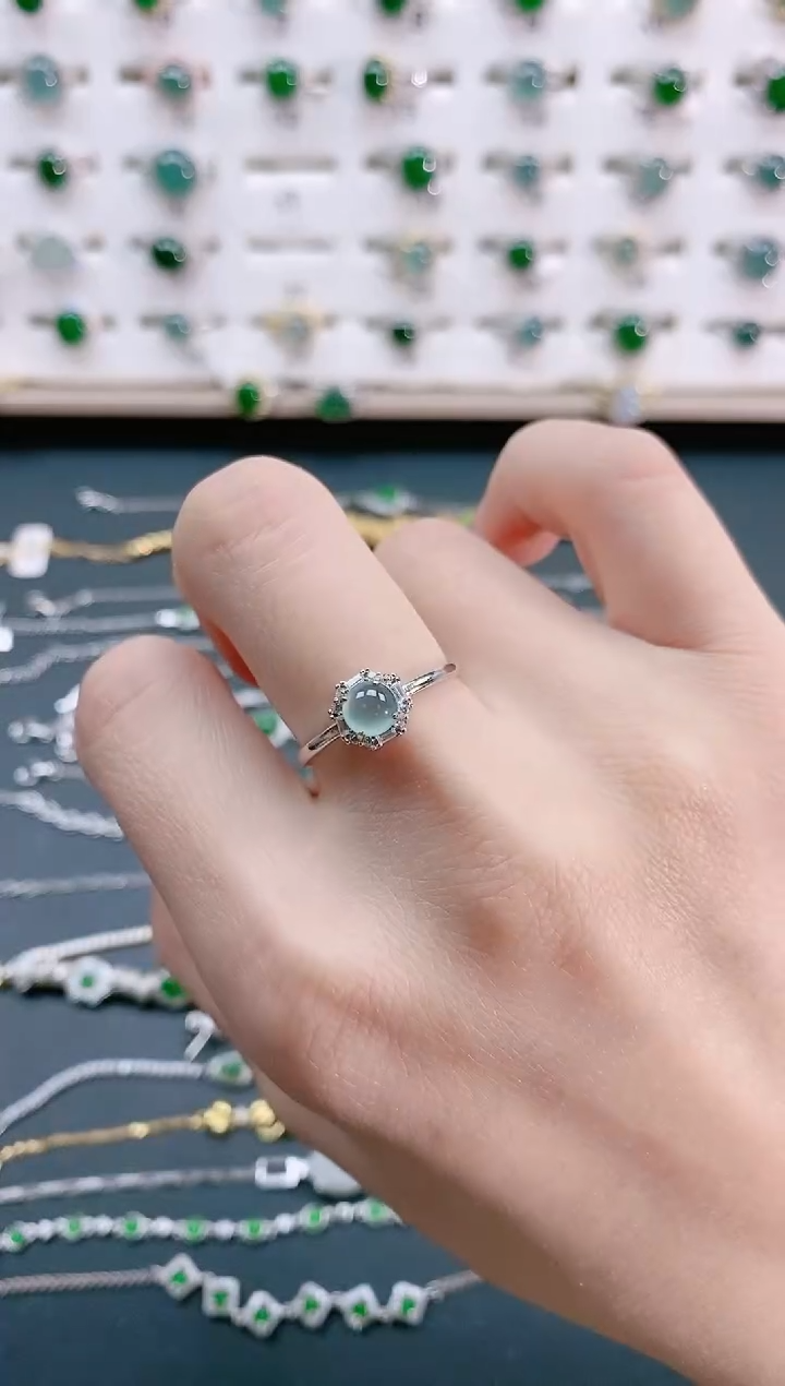 【闪购商品】翡翠戒指银S925镶嵌 天然翡翠