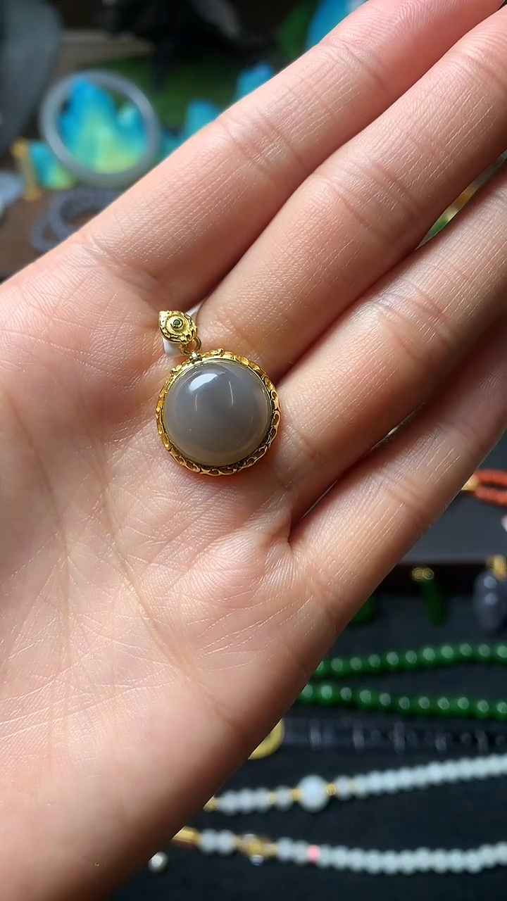 【闪购商品】和田玉吊坠(赠链)银S925镶嵌吊坠