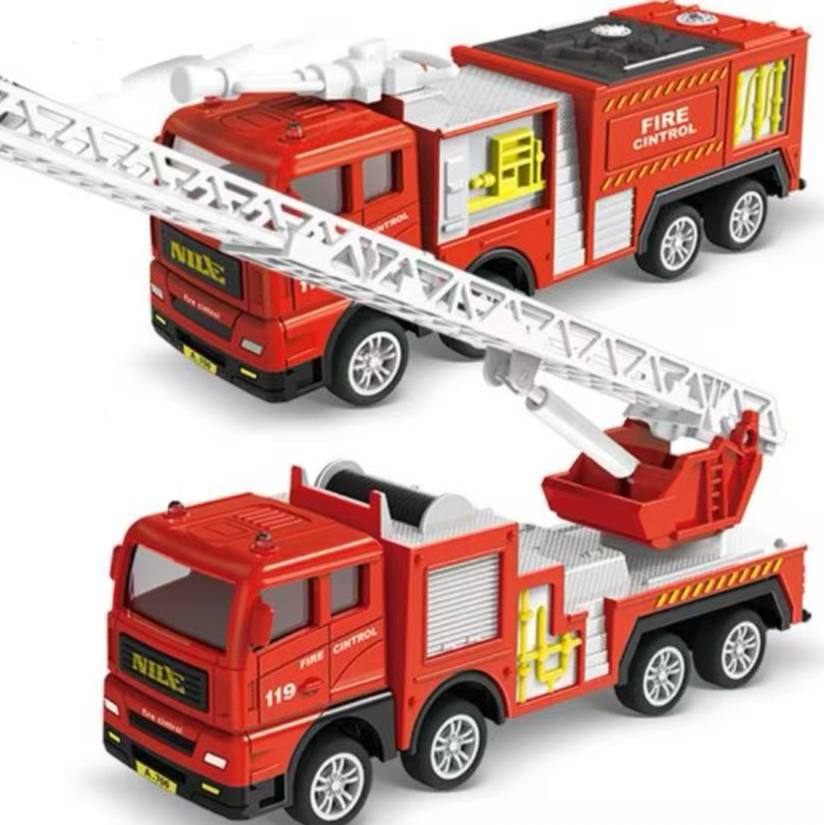 合金消防+云梯 2只装 16厘米 儿童惯性玩具模型 随机发 袋装