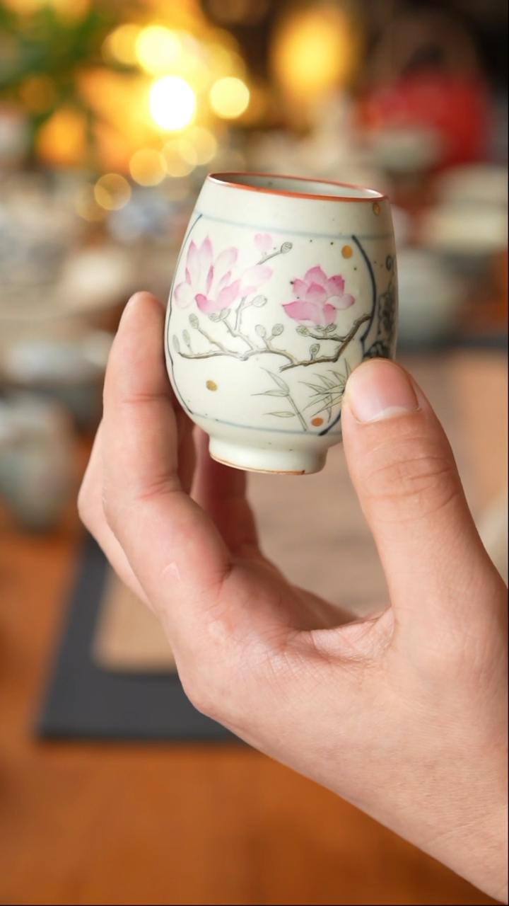 【闪购商品】素谷青花加彩玉兰主人杯玉兰主人杯