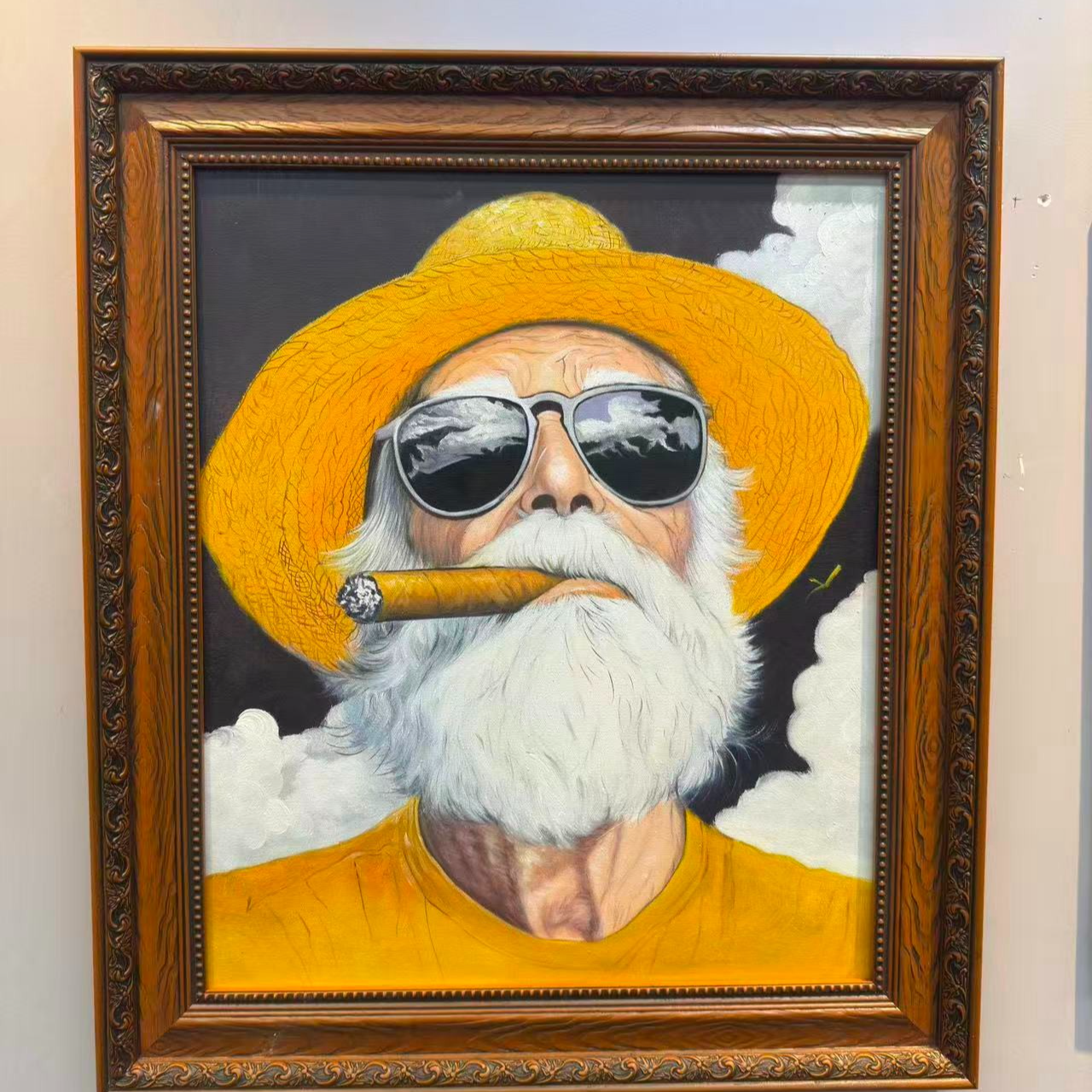 手绘油画刮刀老顽童