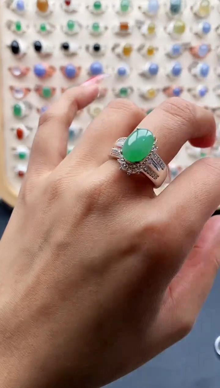 【闪购商品】翡翠戒指未镶嵌缅甸天然A货翡翠555 9+3