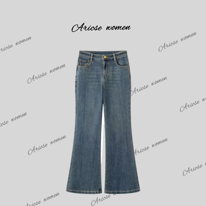 【艾家商场】女装2025秋季新款时尚休闲喇叭磨毛牛仔裤4016