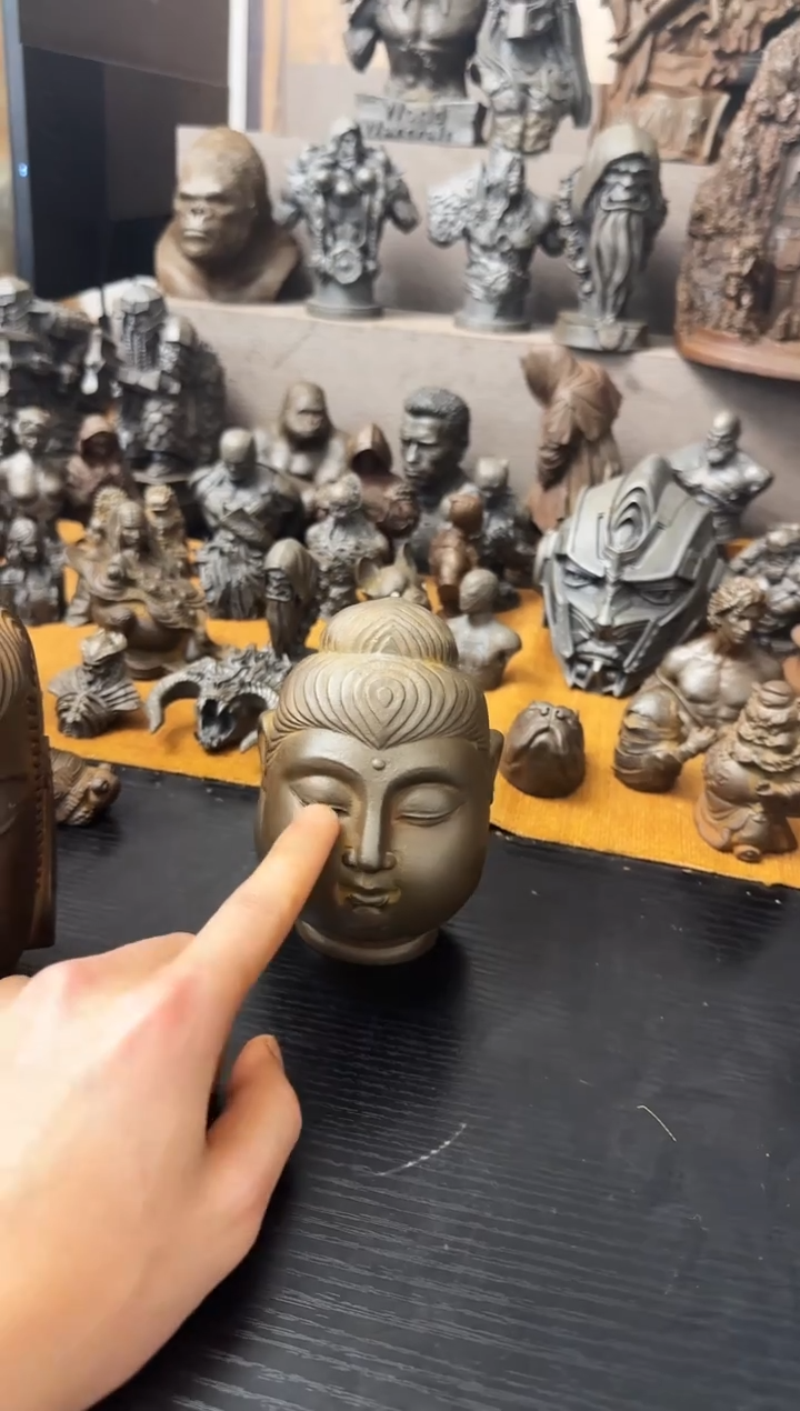 铁龖*实心铁艺摆件~~菩萨佛头（锈色）