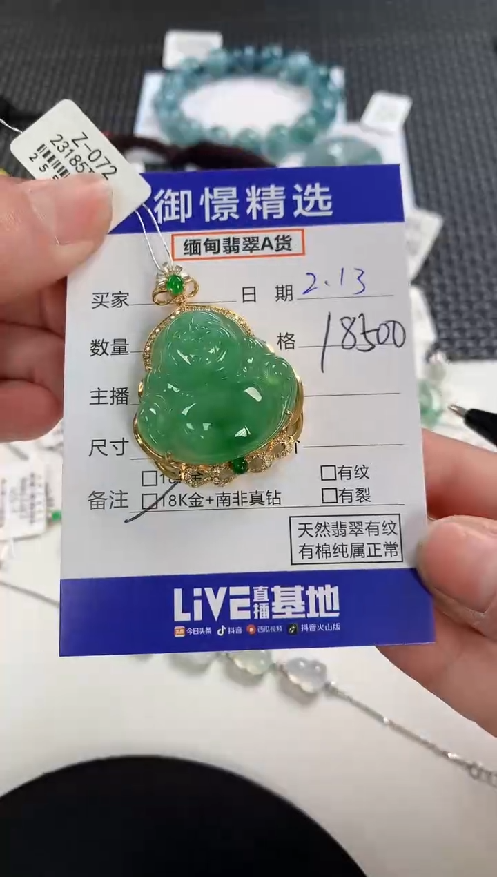 【闪购商品】翡翠颈饰18K金镶嵌88          